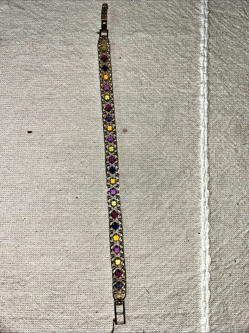14K Gold-Tone Multicolor Stone Bracelet